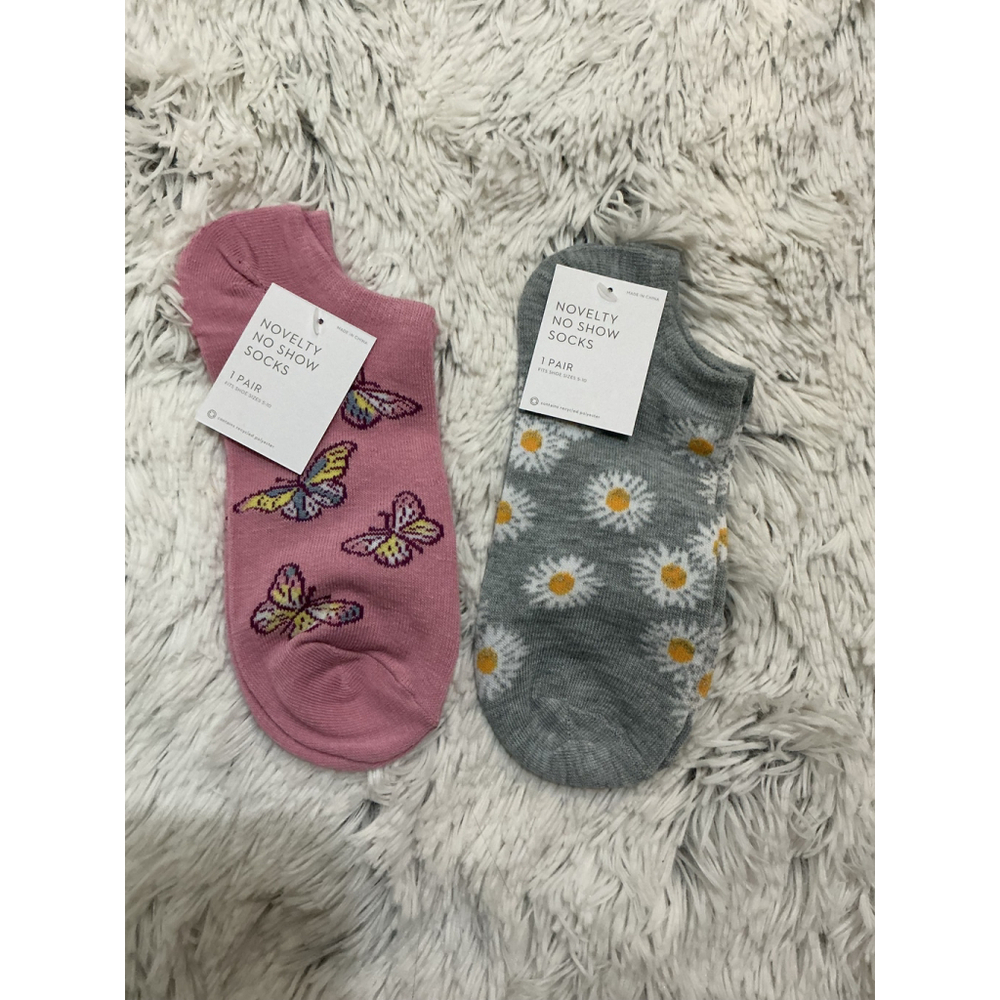 Kohl’s Women’s Novelty No Show Socks Set – Butterfly & Daisy Prints (NWT)